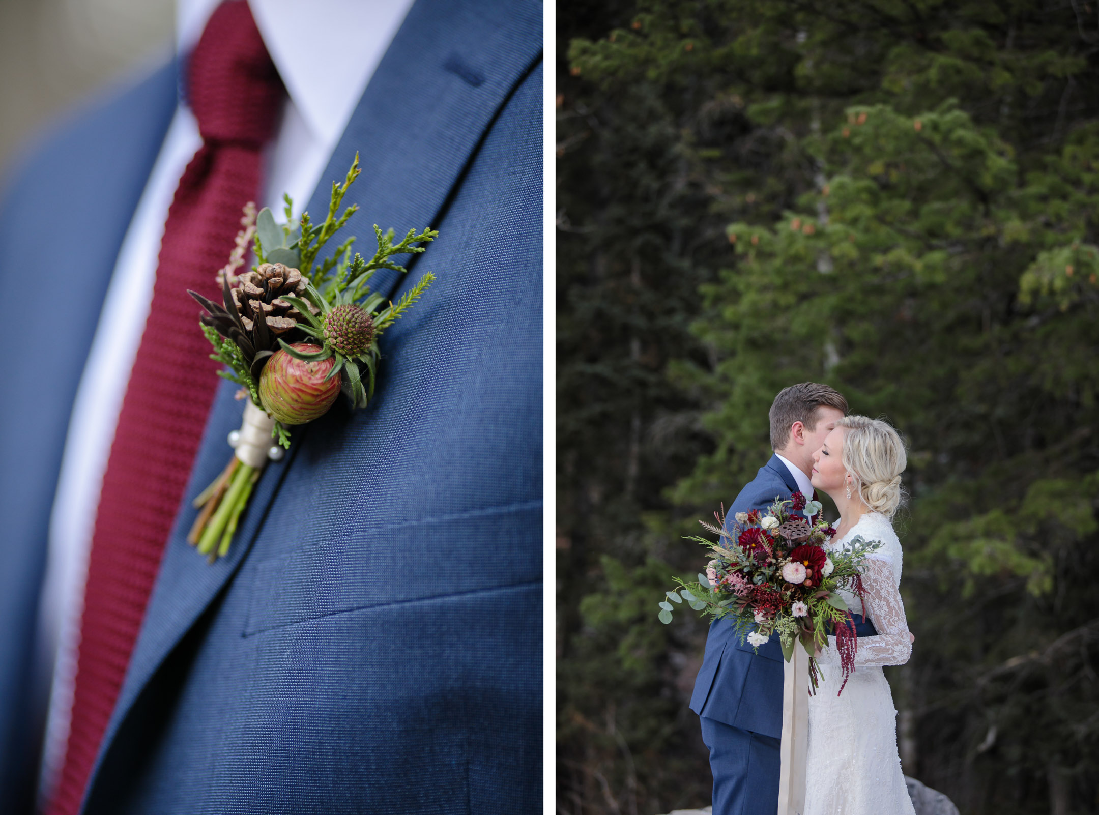 EK-Studios-Utah-Wedding-Photographers-Bridals-in-the-woods-pines-winter-dark-red-floral005-Blog