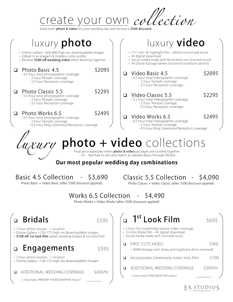 temple wedding pricing photo and video